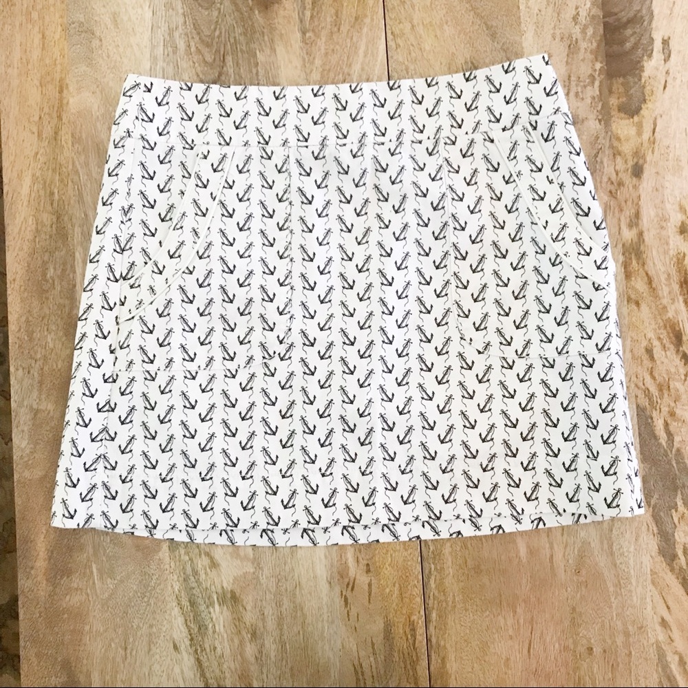 J. Crew Mini Skirt 6 Anchor Print Boating Sailing